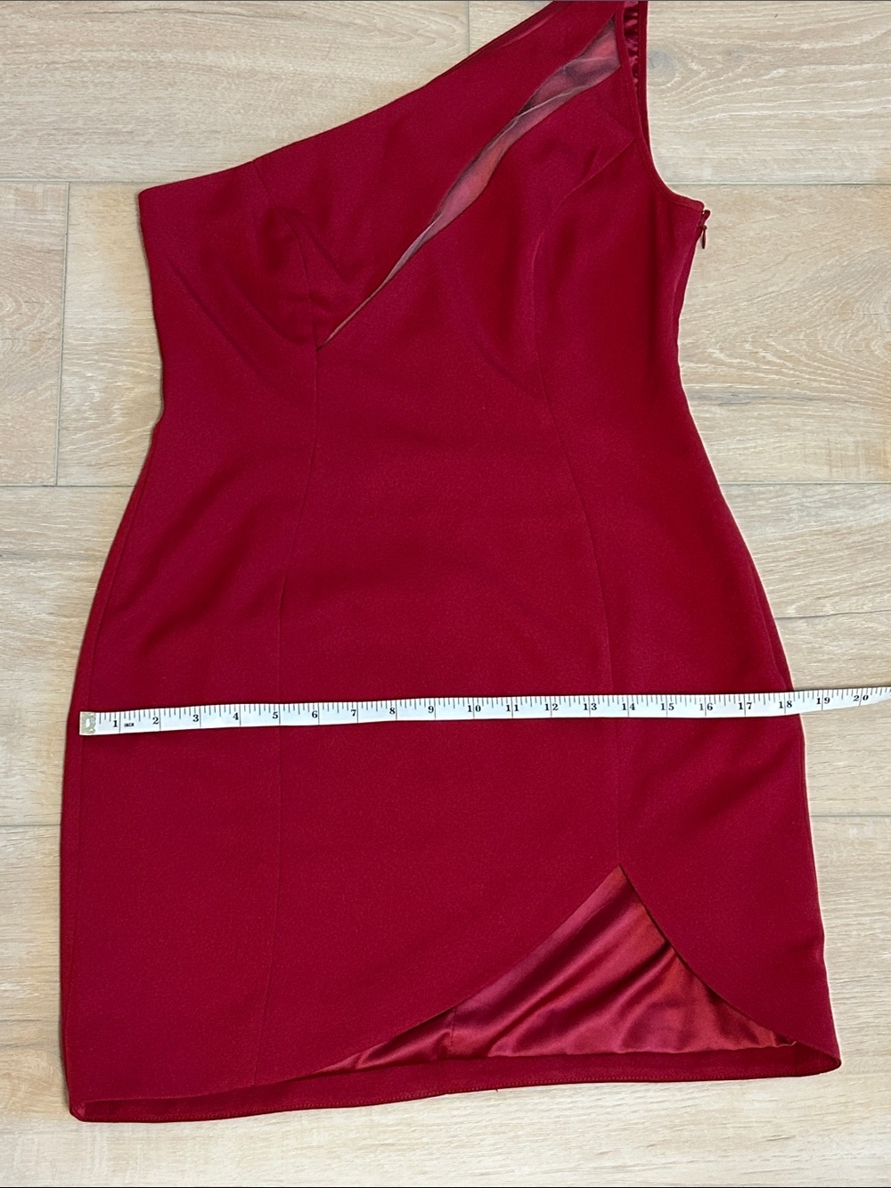 Michael Costello x REVOLVE Hanna Mini Dress one-shoulder asymmetrical Red size M - Picture 14 of 16